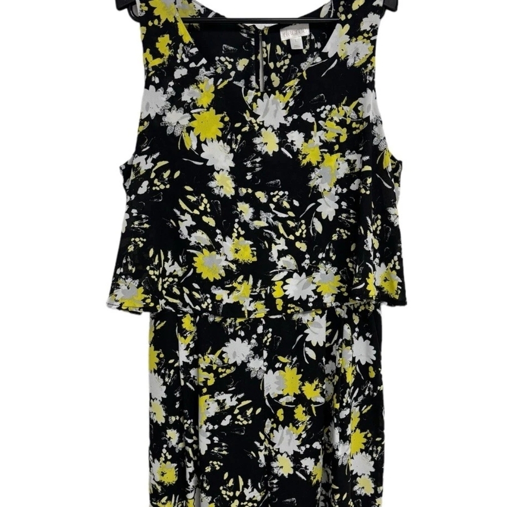 Decree Black Floral Jumpsuit with Yellow and White Accents
